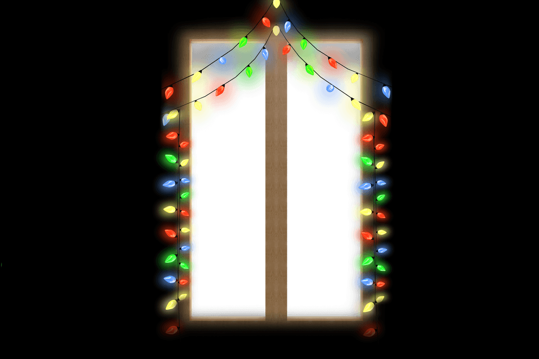 Transparent Illustration of Christmas String Lights on Window