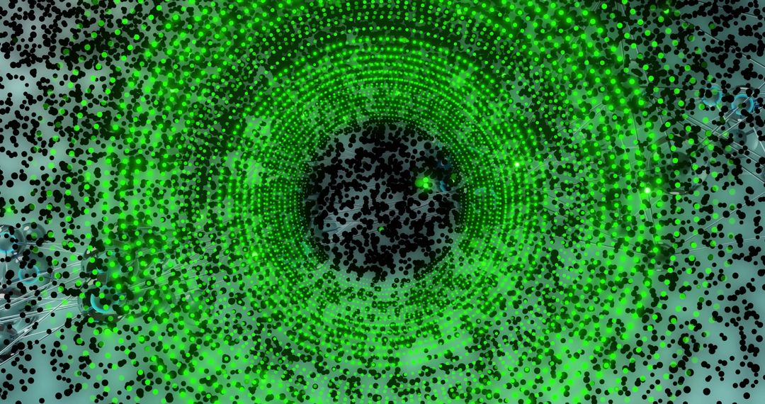 Abstract Digital Data Swirl with Neon Green Elements