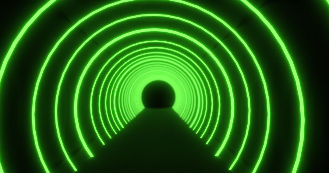Glowing Green Neon Tunnel with Pulsating Arches