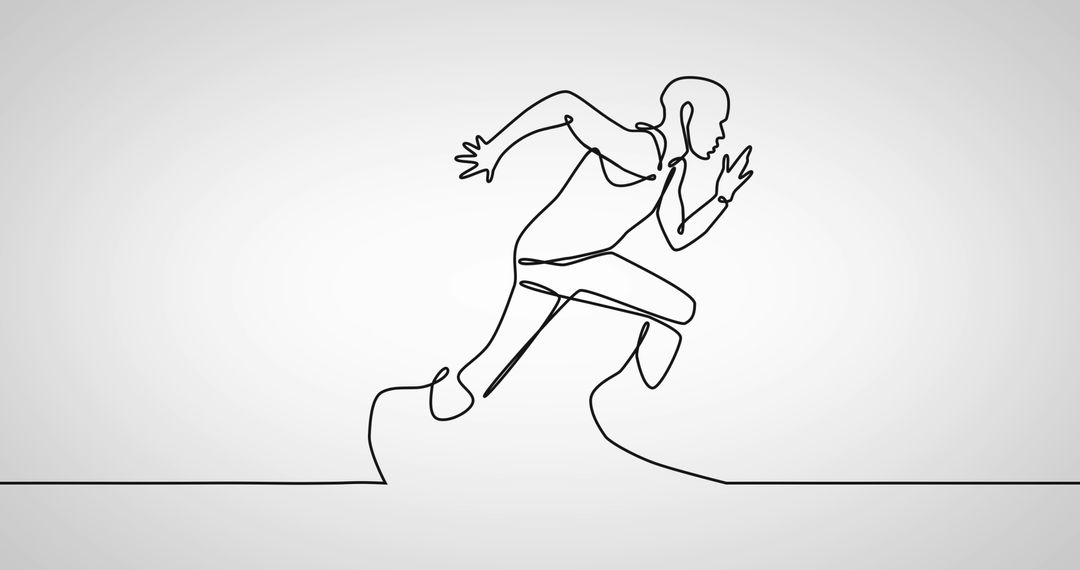 Minimalist Line Drawing of Man Running on White Background