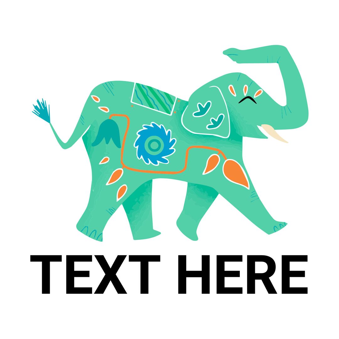 Colorful Painted Elephant with Text Space for Holi Festival Design