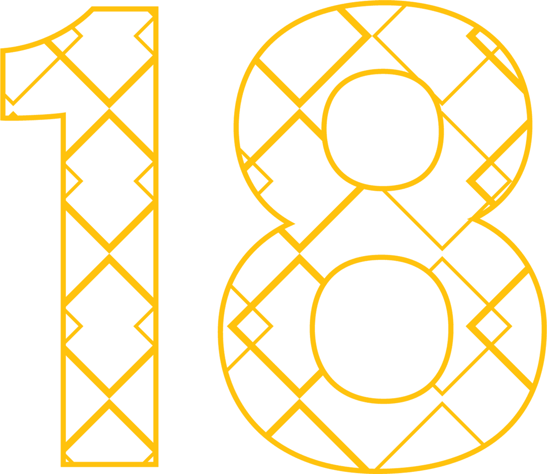 Transparent Yellow Number 18 with Geometric Pattern for Celebrations