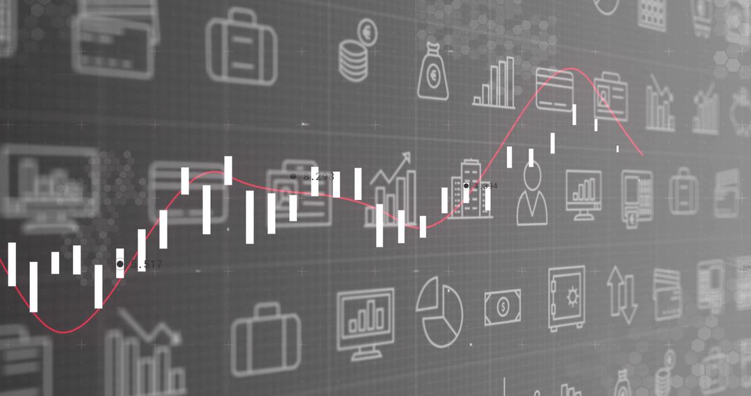 Financial Chart with Trend Line and Iconic Background