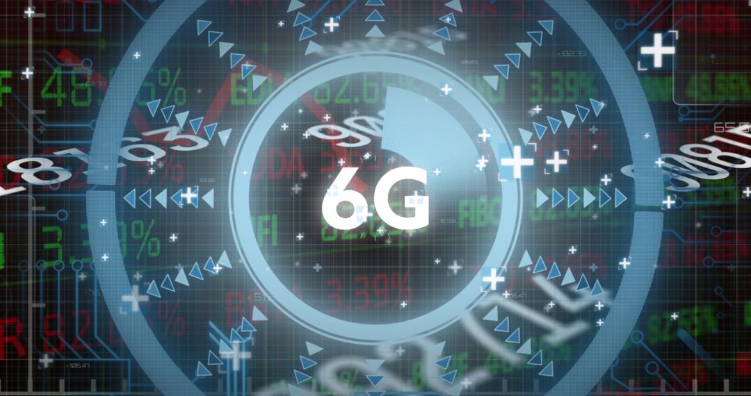 Digital 6G Technology Interface Over Financial Data Background