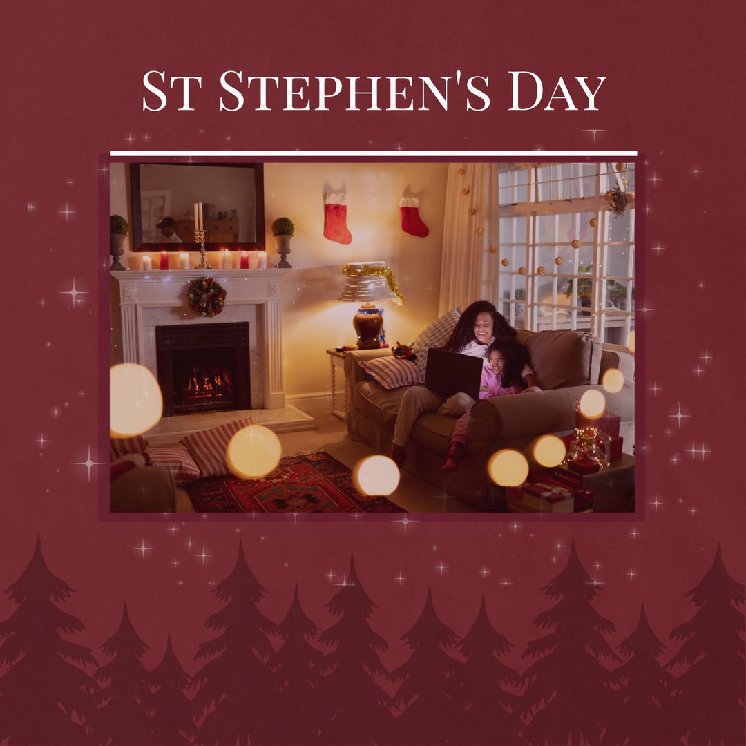 African American Mother and Daughter Relaxing on St Stephen's Day