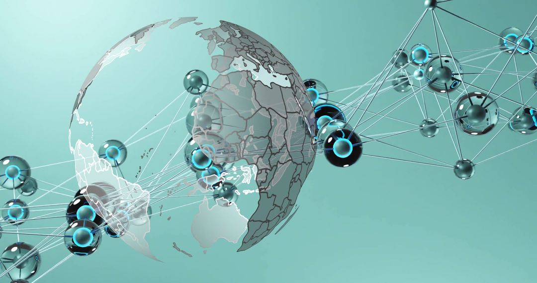 Global Network Connections Surrounding 3D Globe