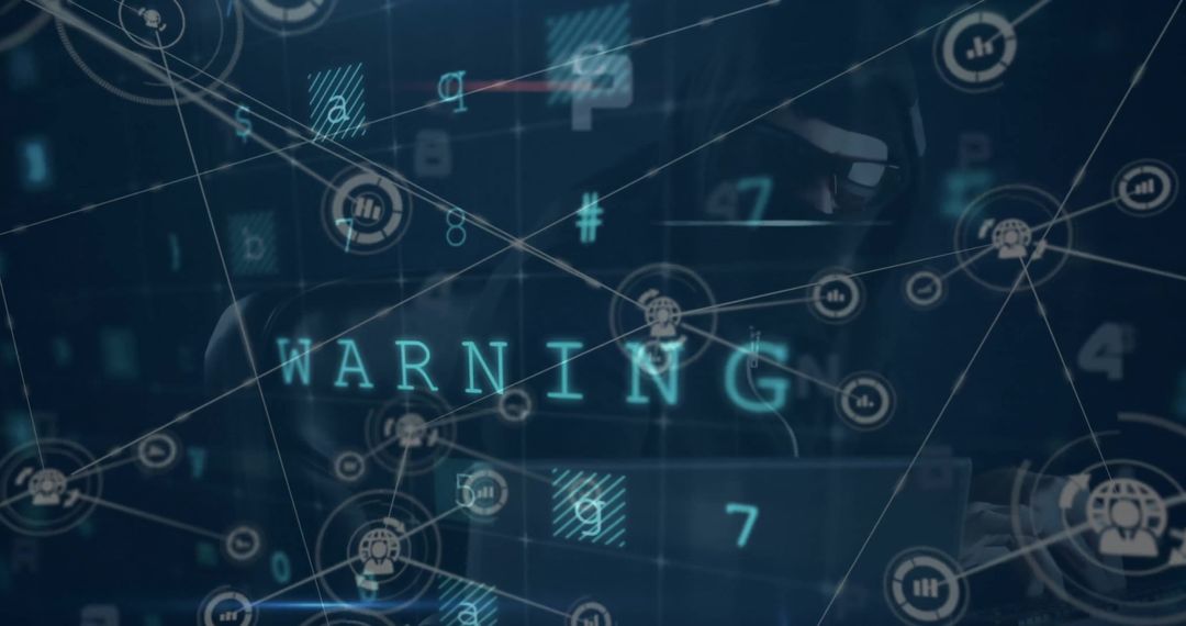 Digital Network Concept with Connections and Warning Sign