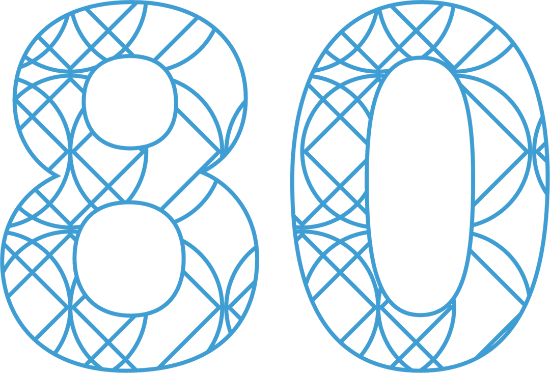 Elegant Transparent Patterned Number 80 for Celebrations