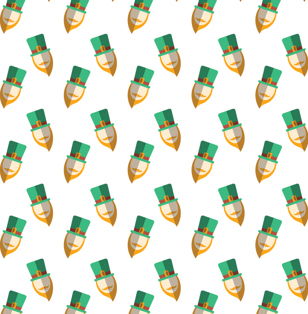 Seamless Leprechaun Pattern on Transparent Background