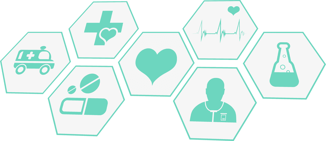 Transparent Medical Icons Set on Hexagonal DIY Vector Design