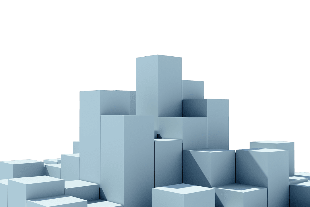 Modern White Blocks on Transparent Background Illustration