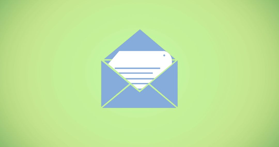 Iconic Envelope with Document on Green Background
