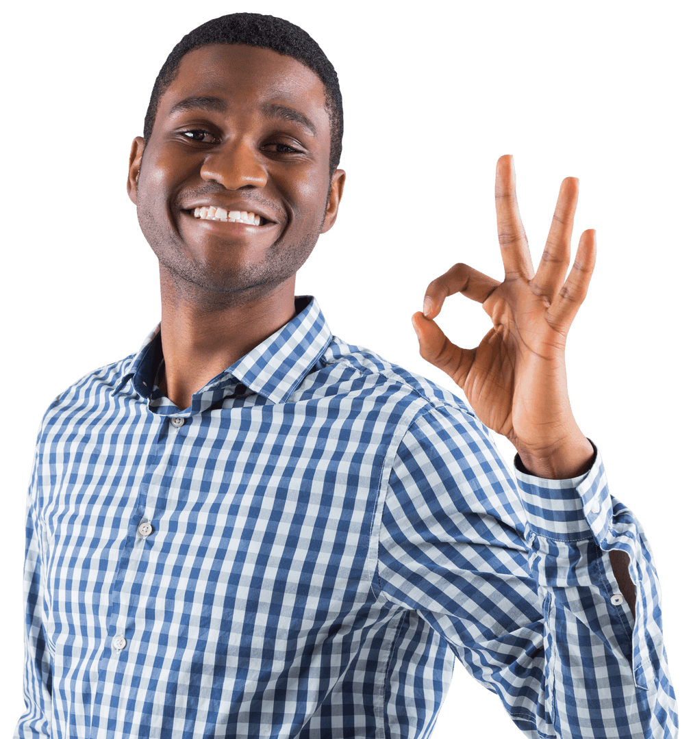 Confident Professional Making OK Gesture in Transparent Background