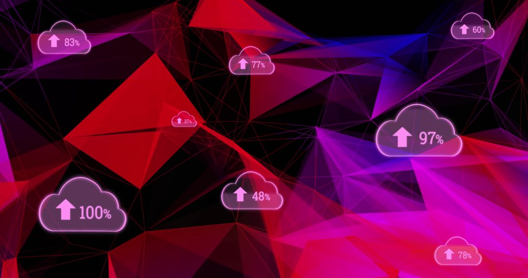 Digital Cloud Uploading on Vibrant Network Background