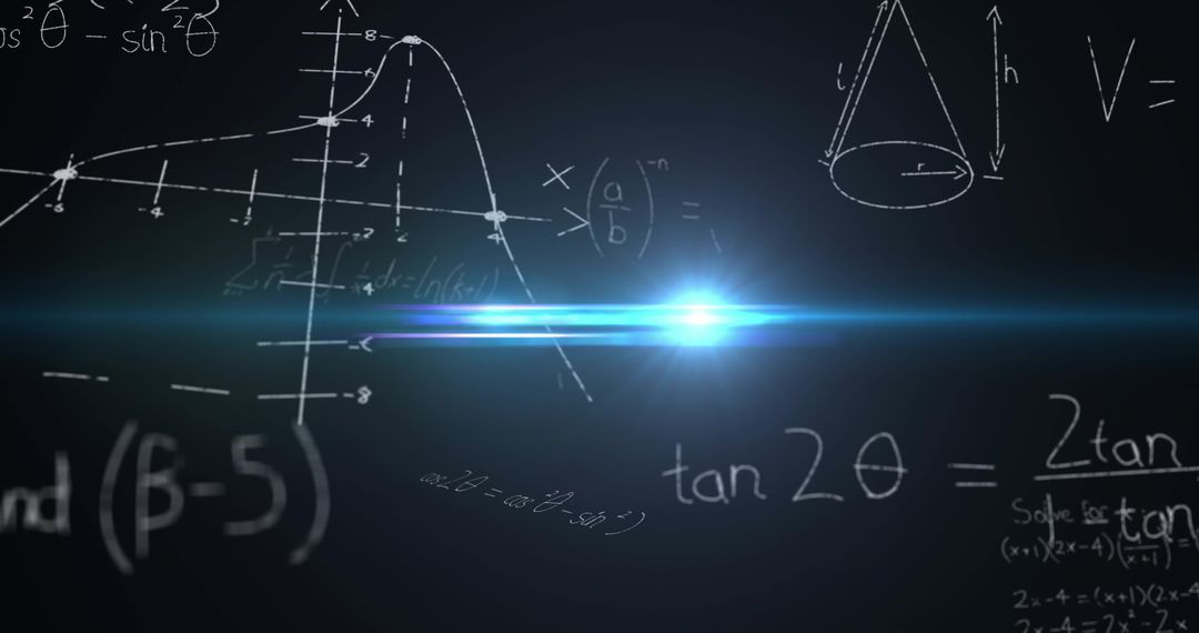 Mathematical Formulas with Futuristic Lens Flare