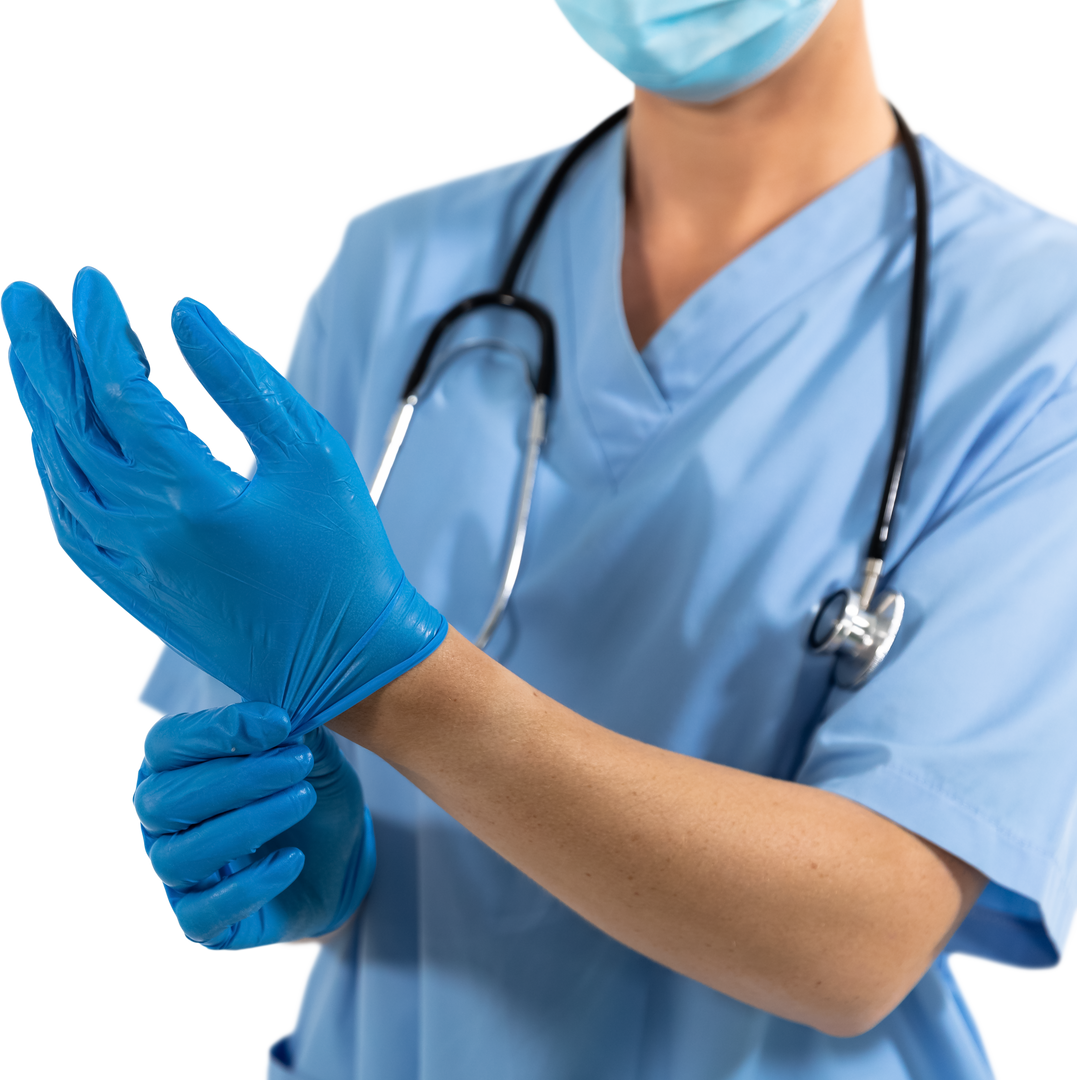 Transparent Midsection of Healthcare Worker Putting on Gloves with Stethoscope - Download Free Stock Images Pikwizard.com