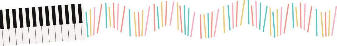 Piano Keyboard Merging into Pastel Wave on Transparent Background