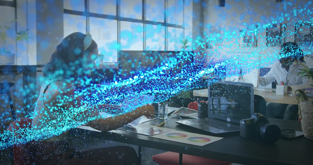 Creative Professional Analyzing Color Design in Modern Office