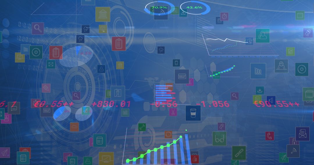 Financial Data Processing with Digital Charts and Icons