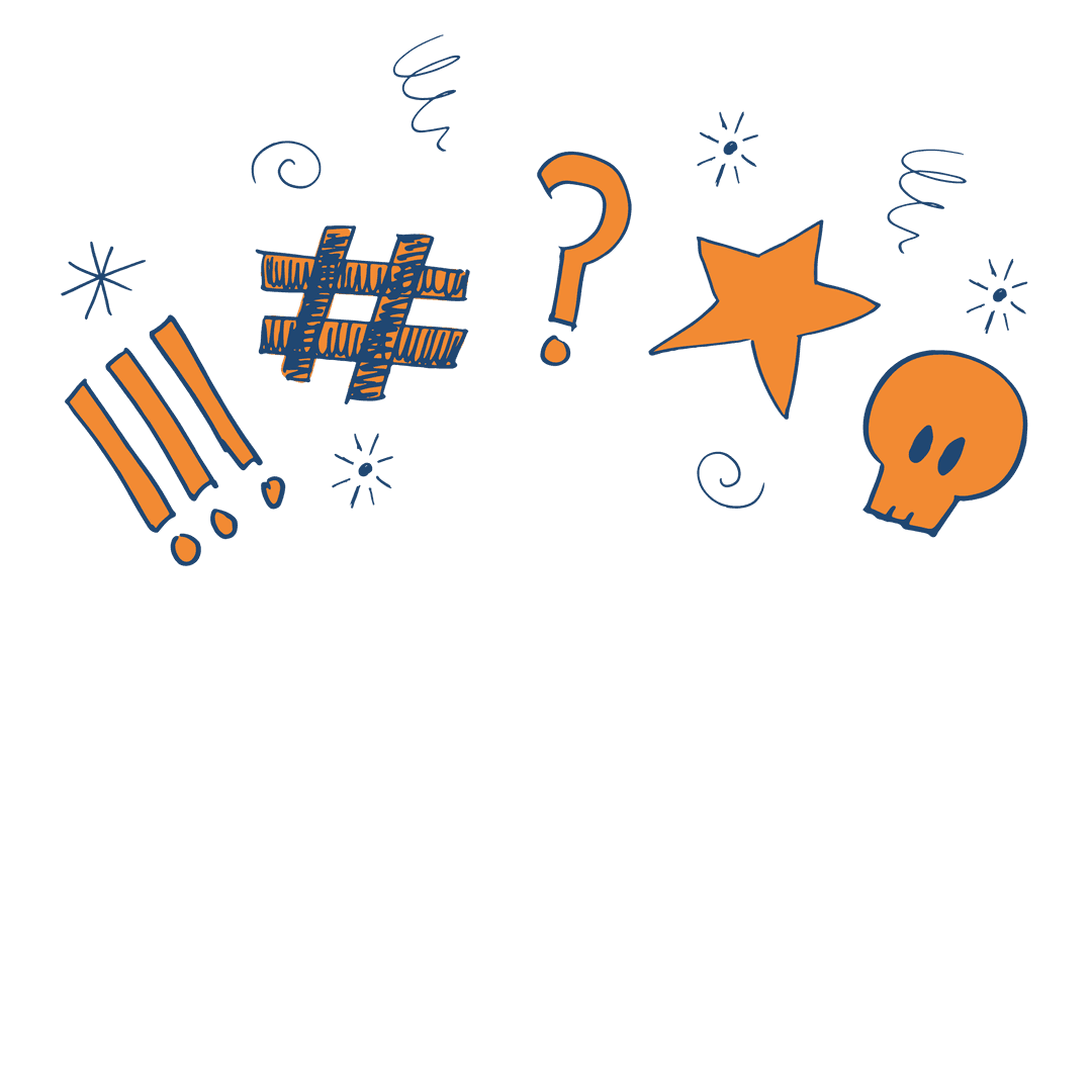 Colorful Doodle Symbols on Transparent Background Drawing