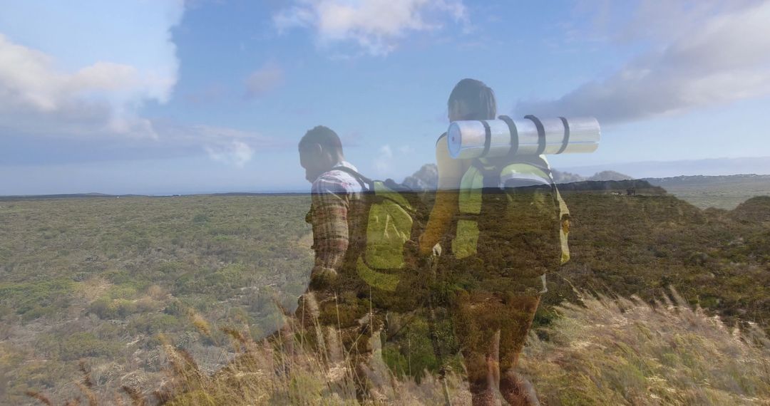 Hikers Crossing Vast Coastal Plains on an Adventurous Trek