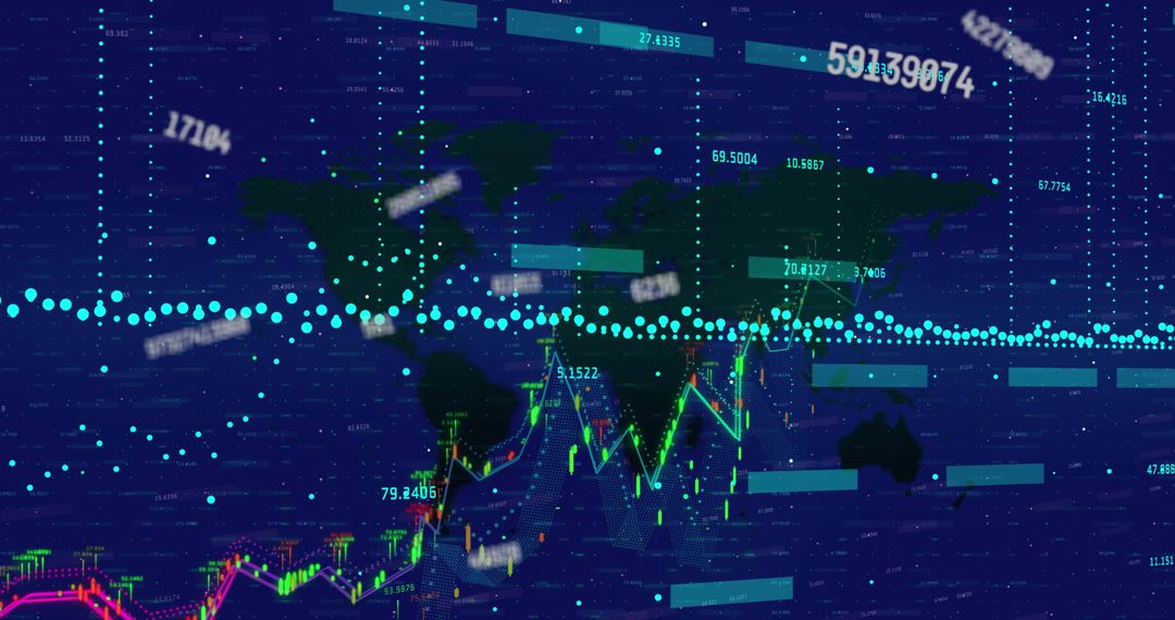 Global Financial Data with Digital Interface Graphics