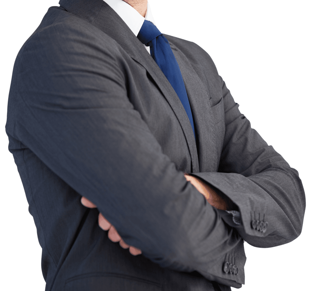 Transparent Confident Businessman in Formal Suit with Arms Folded