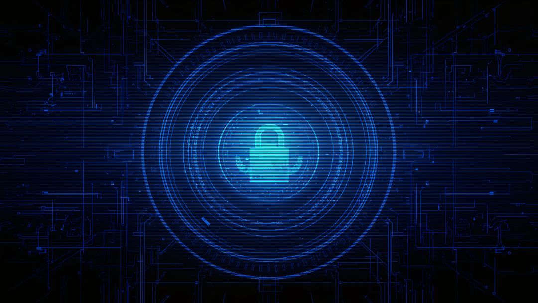 Futuristic Neon Padlock Symbolizing Cybersecurity Innovation