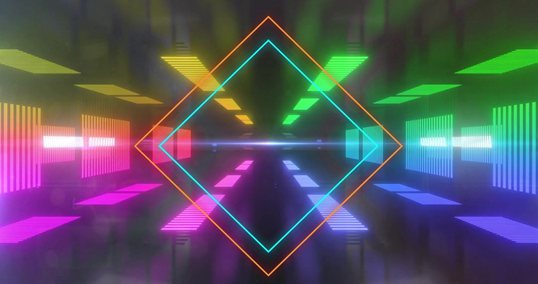 Futuristic Neon Geometric Shapes with Colorful Lights