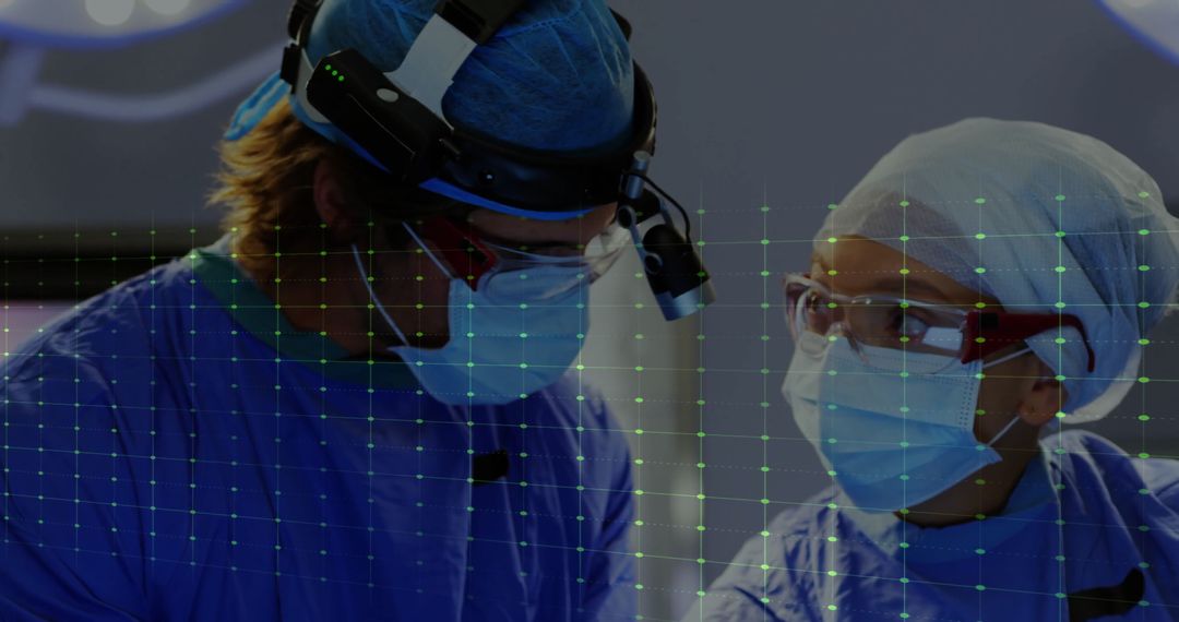 Surgeons Using Digital Cardiograph Technology in Operating Theatre