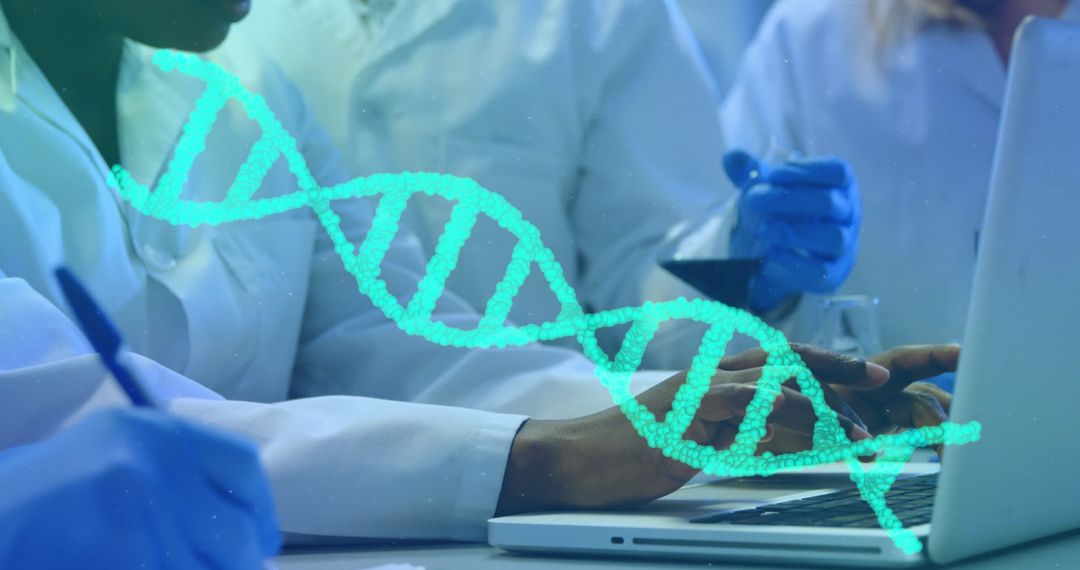 Scientists Analyzing DNA Data in Laboratory Setting