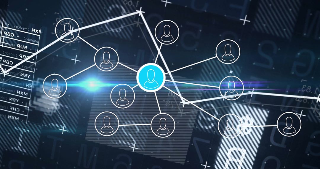 Futuristic Network Diagram Linking User Node Connections