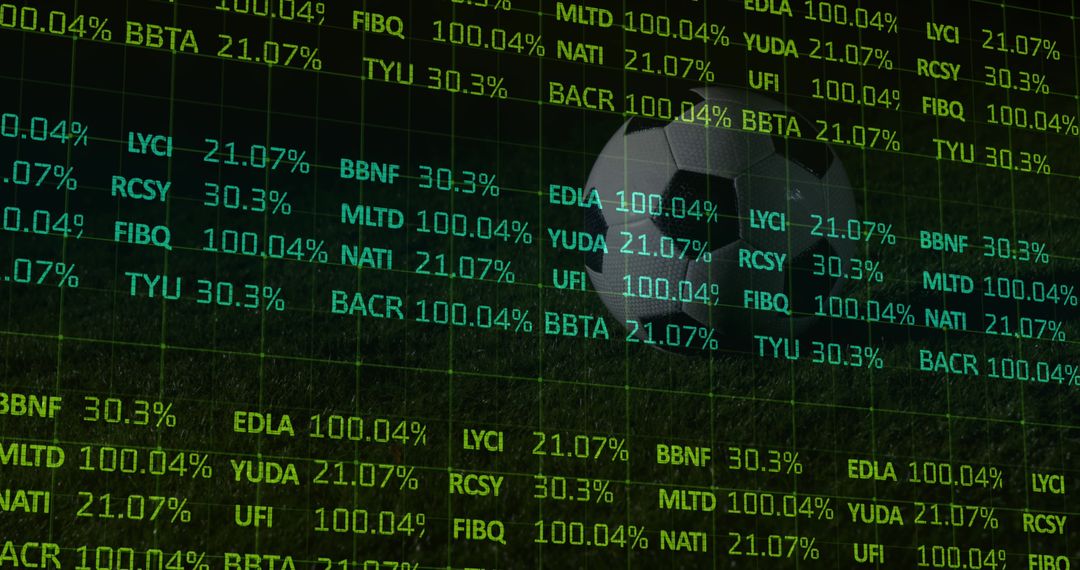 Digital Interface of Stock Market Metrics Over Soccer Ball