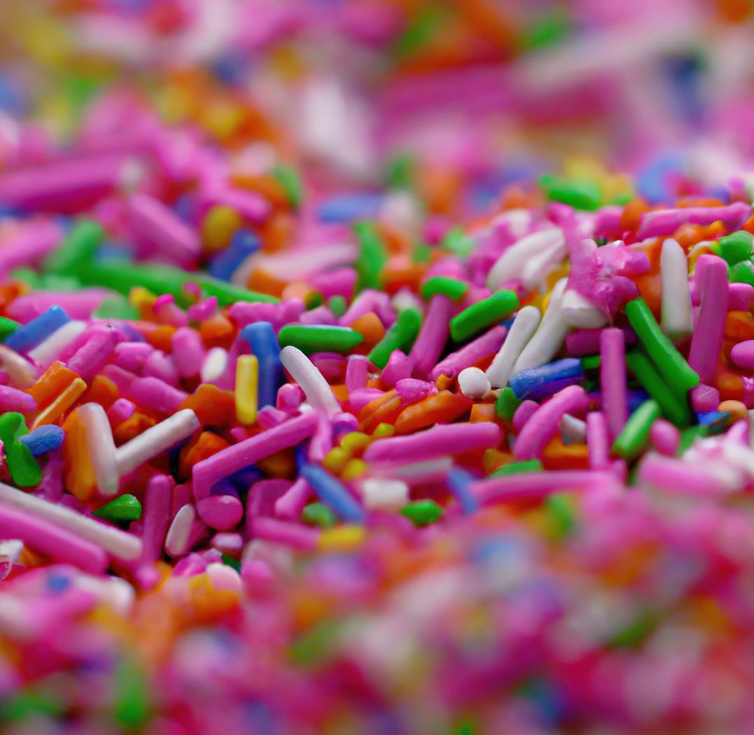 Close up of multiple colorful sweet sprinkles over blurred background - Free Images, Stock Photos and Pictures on Pikwizard.com