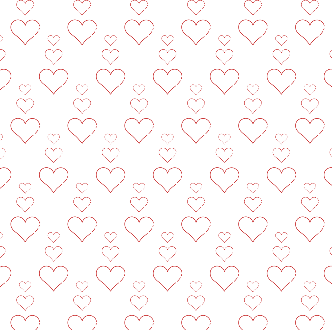 Seamless Red Hearts Pattern on Transparent Background for Love Themes