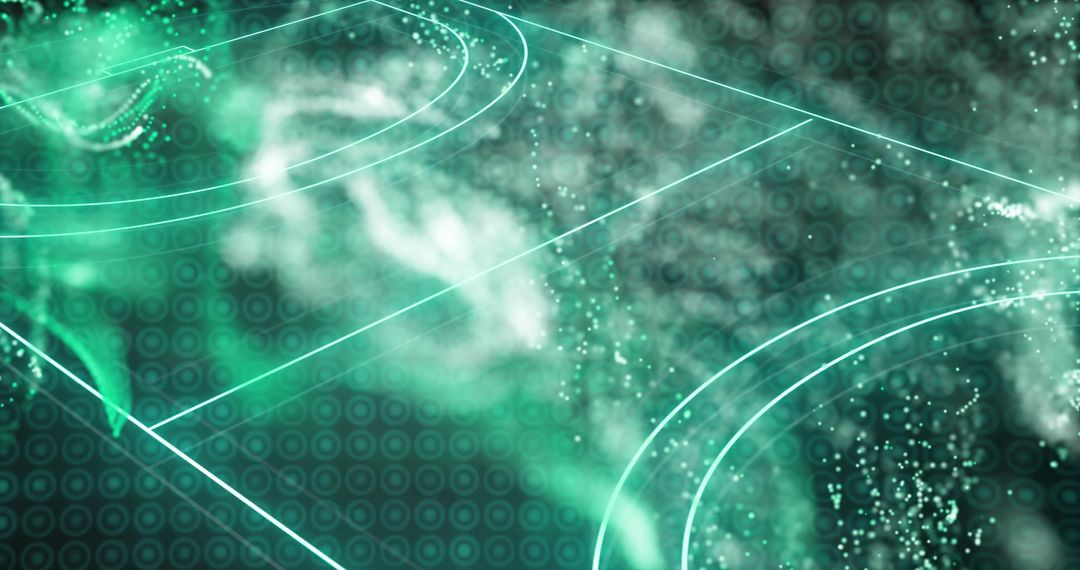 Futuristic Sports Court with Dynamic Digital Particles
