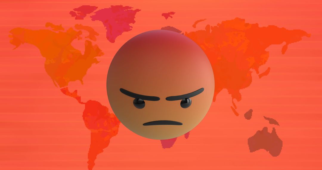 Angry Emoji Icon Over Global World Map Digital Concept