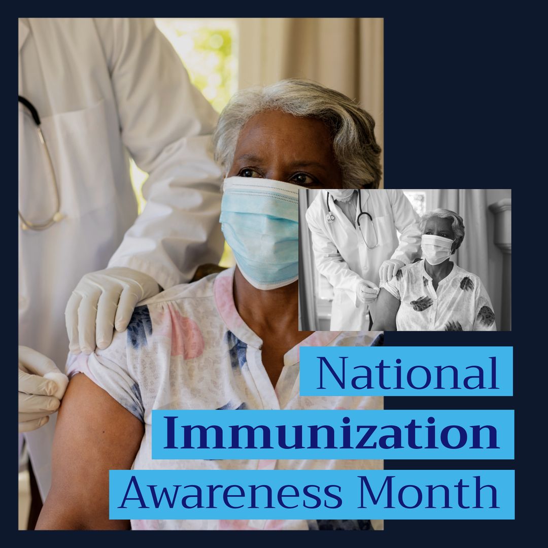 Senior Receiving Vaccine In Highlight of Immunization Awareness Month - Download Free Stock Templates Pikwizard.com