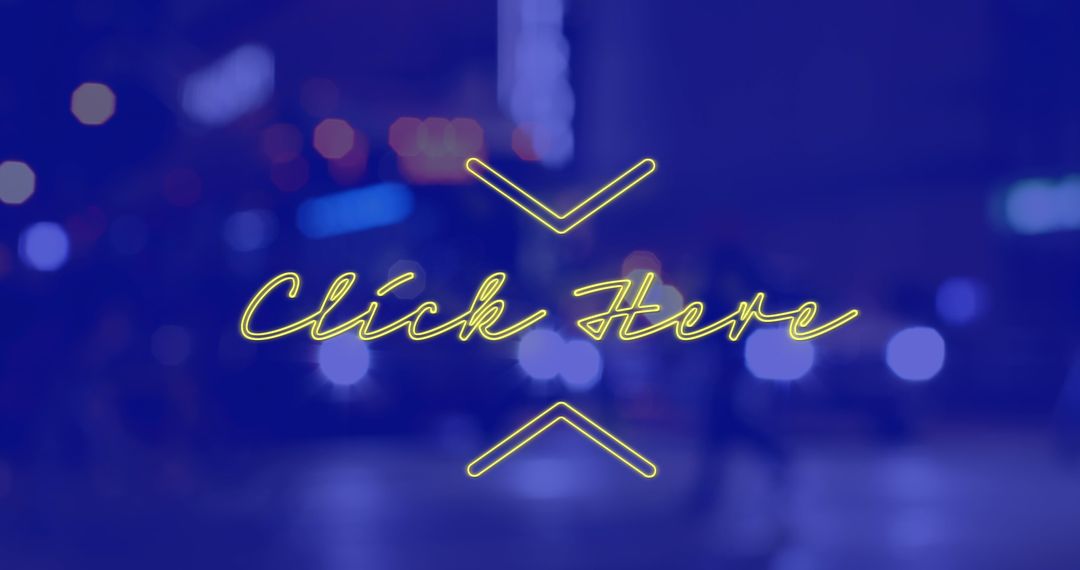 Click Here Sign Over Blurred Night Cityscape