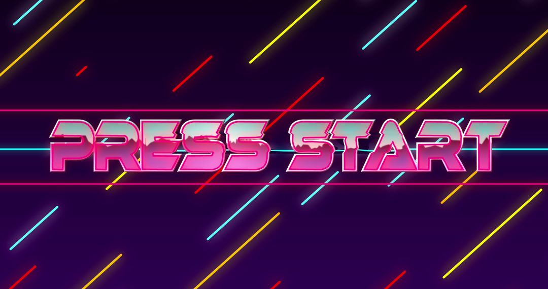 Retro Arcade Start Screen with Neon Light Effects