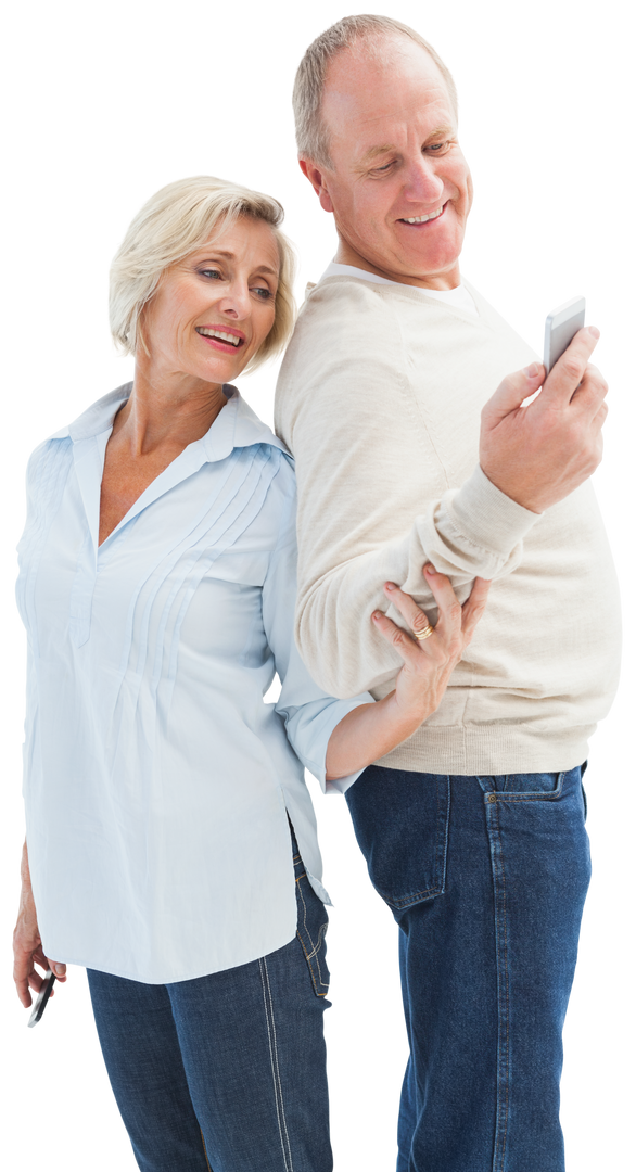 Happy Senior Couple Enjoys Time Together with Smartphone on Transparent Background - Download Free Stock Images Pikwizard.com