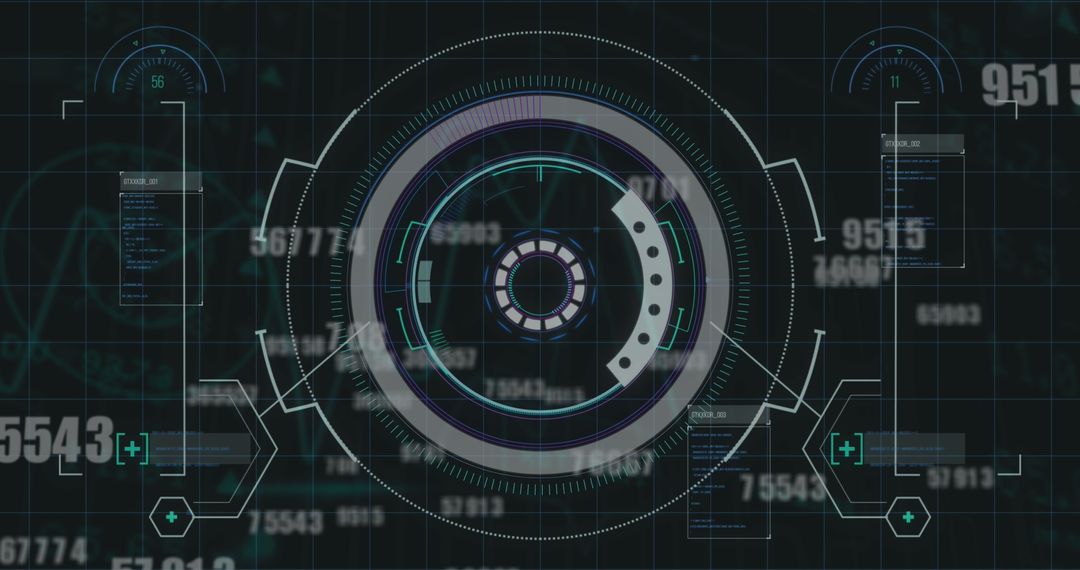 Futuristic Digital Interface Display with Data Processing