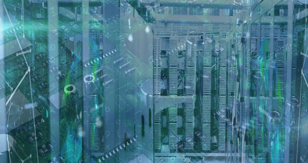 Futuristic Digital Interface with Microprocessor Overlay