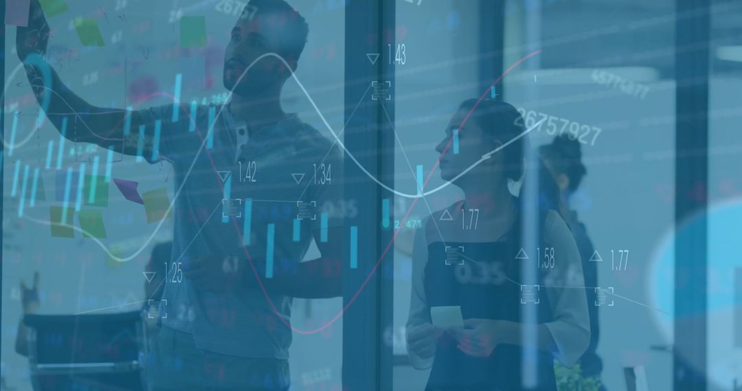 Digital Collage of Colleagues and Data in Modern Office