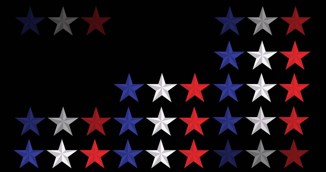 Rows of Stars in American Flag Colors on Black Background