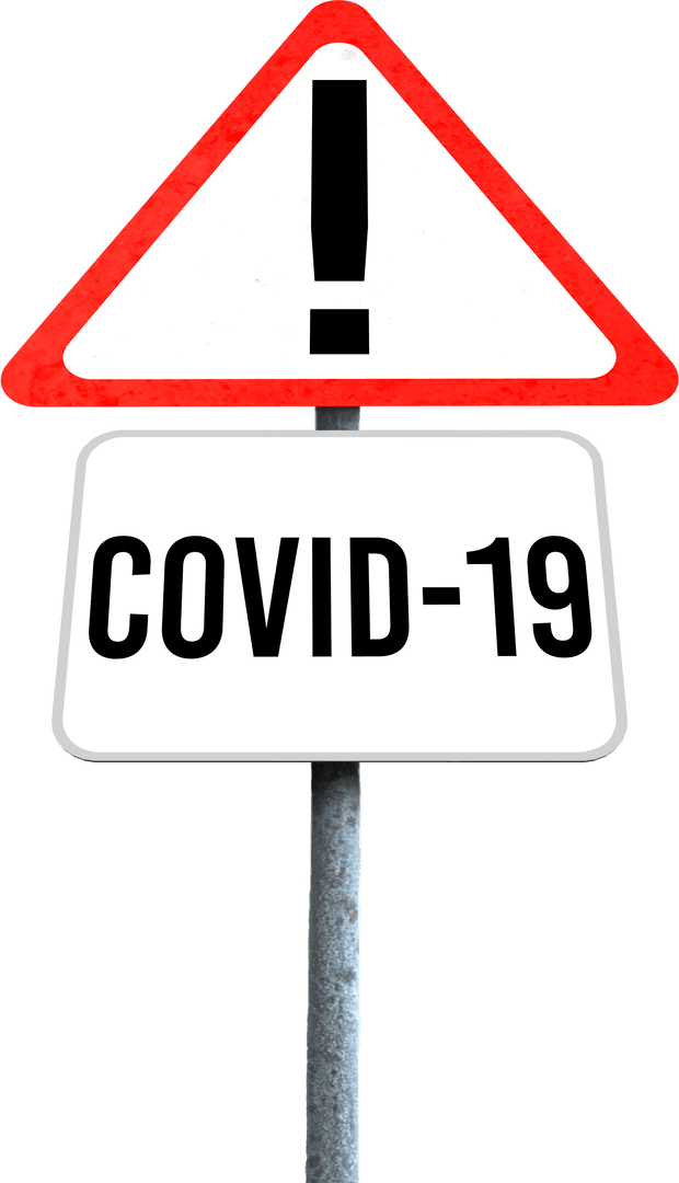 Transparent COVID-19 Caution Sign Highway Warning