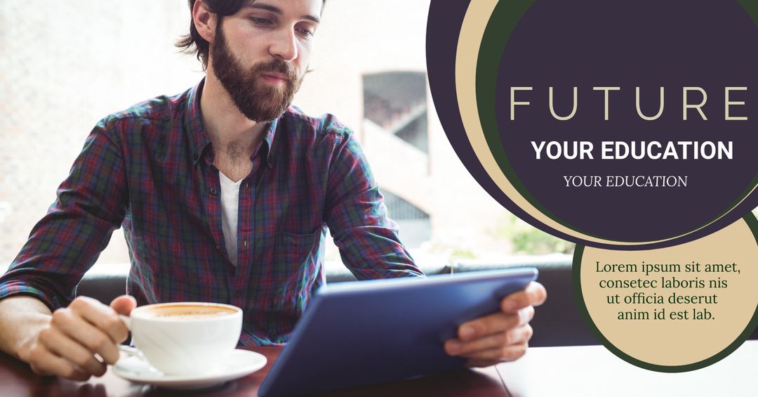 Focused Young Man Enhancing Education with Digital Technology