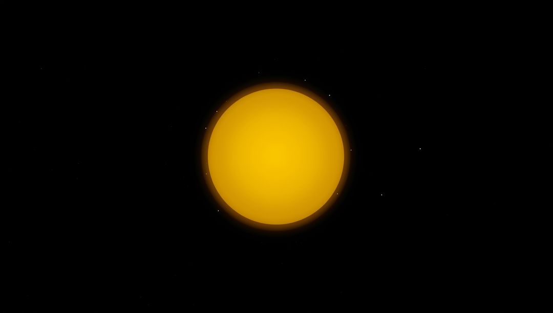 Bright Solar Disk in Outer Space with Star Points