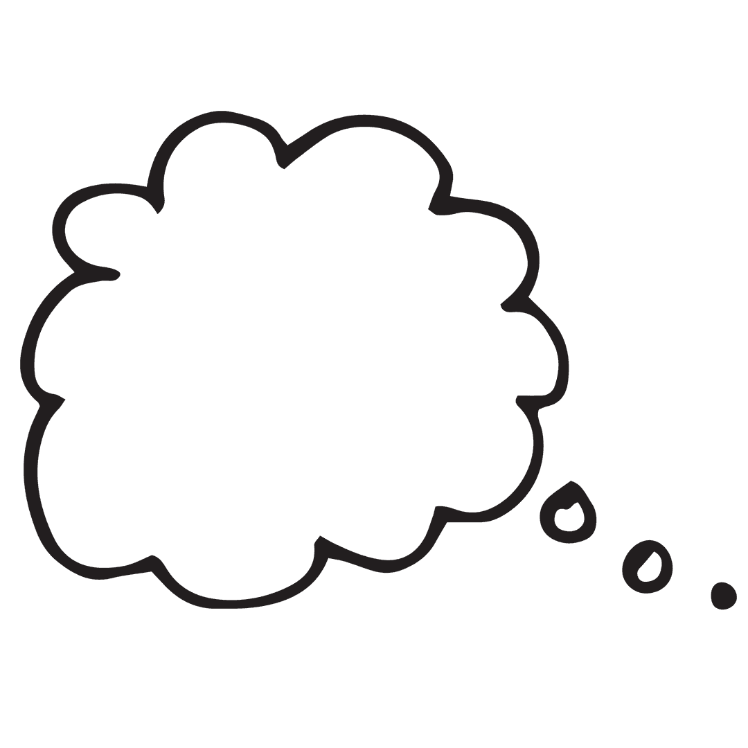 Transparent Vector Thought Bubble with Doodle Outline