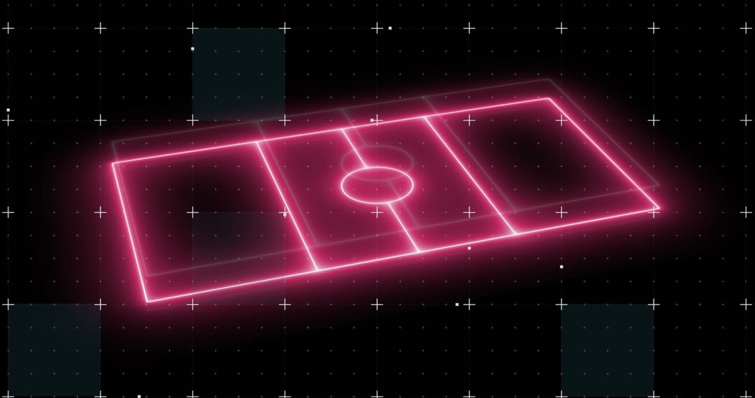 Neon 3D Soccer Field Graphic on Digital Interface